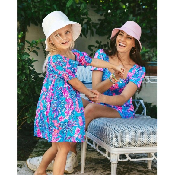 Lilly Pulitzer Delaney Short Sleeve Mini Dress Cumulus Blue Printed S-4 279936 - Picture 4 of 15